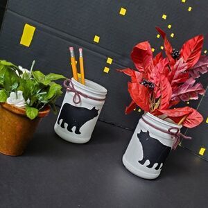 Hand painted Glass Jars, Bears